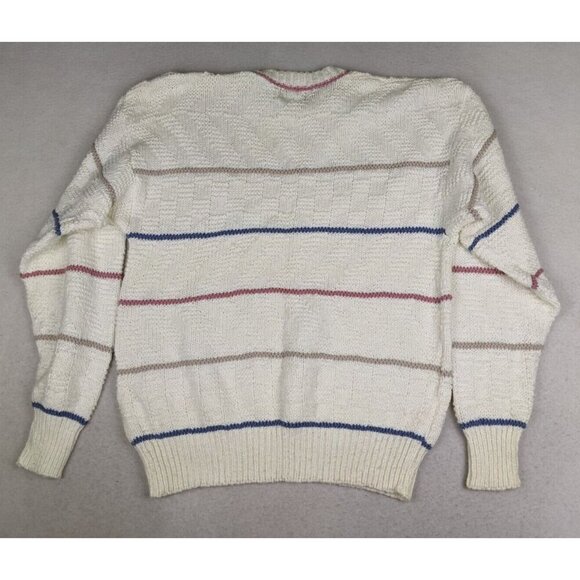 Private Club Vintage Men's Sweater White Striped Crew Neck Pullover Size XL - Picture 12 of 12